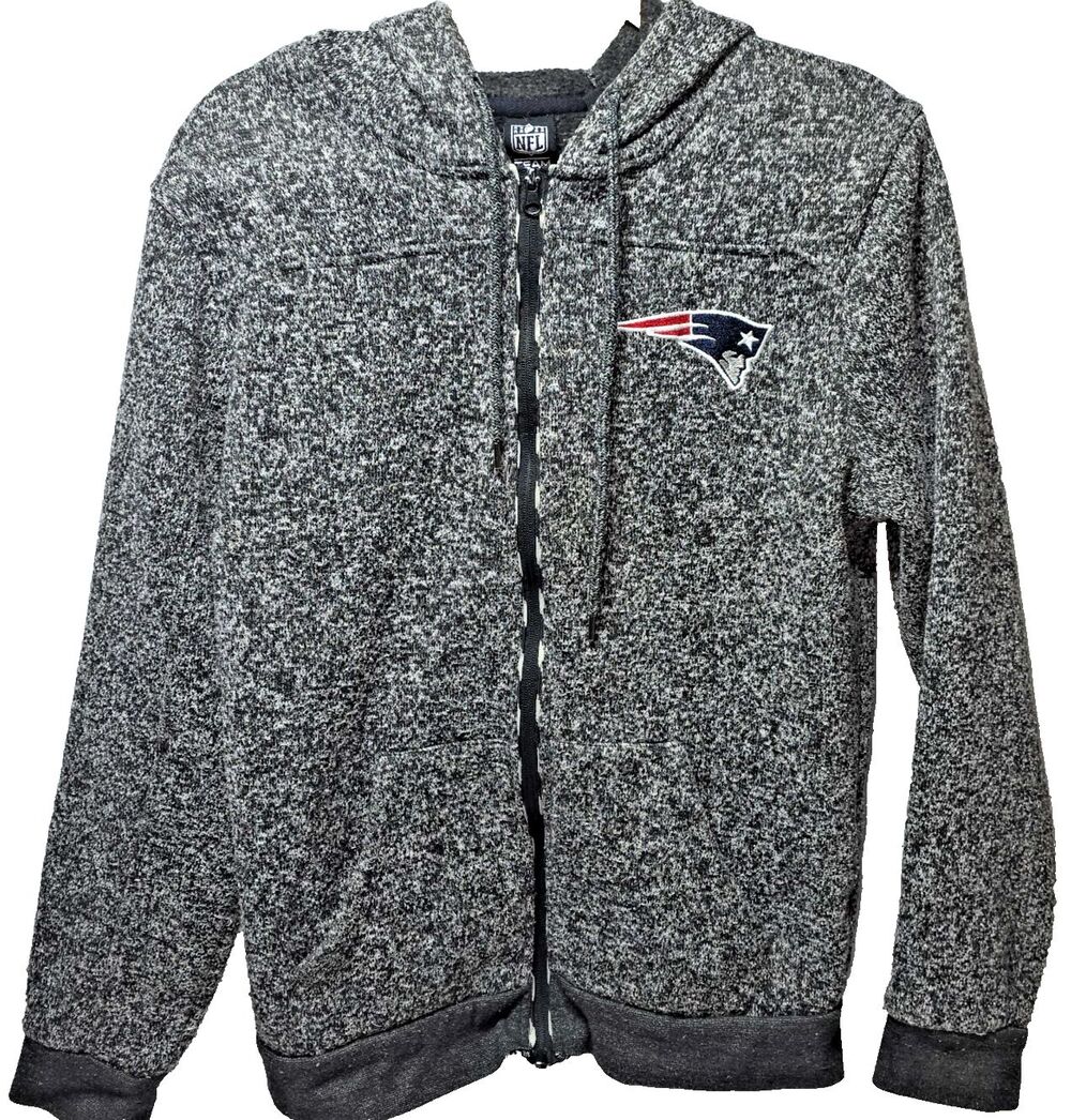 NFL Team Apparel Patriots Gray Black Heathered Soft Full Zip Jacket Men's Size S